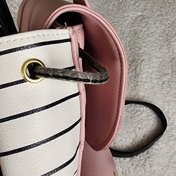 Betsey Johnson Full Size Pink Cat Backpack with Black and White Stripes - Picture 6 of 13